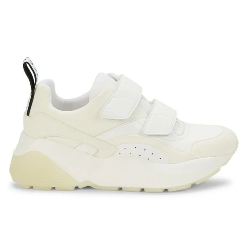 NWOB Stella McCartney White Beige Eclypse Touch Strap Sneakers - Sz 7